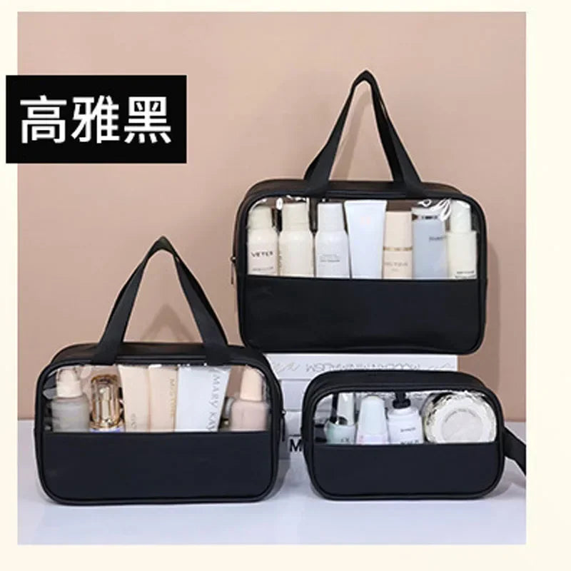 Waterproof Transparent PVC Makeup Bag - Large Travel Cosmetic Organizer with Zipper, 11.8in (30cm)