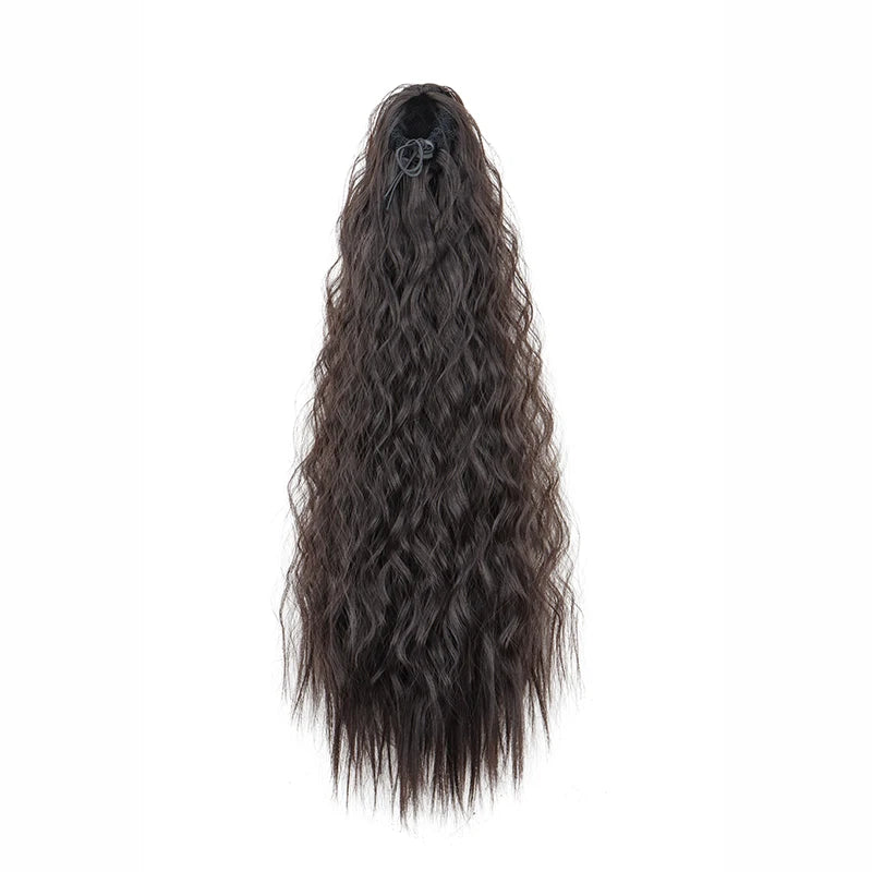 22-Inch (56 cm) Kinky Curly Drawstring Clip-In Ponytail - Long Synthetic High-Temperature Fiber Hair Extension for Women