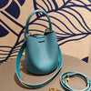 Lavender Purple Round Bucket Tote Small Genuine Cowhide Leather Shoulder & Crossbody Bag for Women