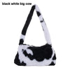 Women's Faux Fur Plush Underarm Shoulder Bag - Cow & Leopard Print Mini Purse