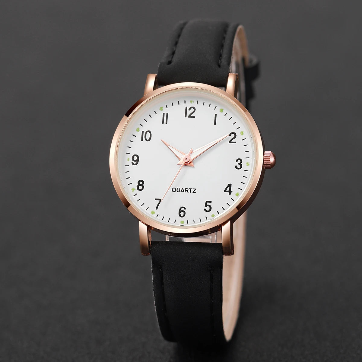 Women's Casual Leather Strap Quartz Watch with Arabic Numeral Dial - Fashion Gift