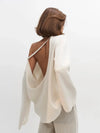 Orinchic Backless Cotton Knit Pullover Sweater – Loose Women's Autumn Winter Jumper