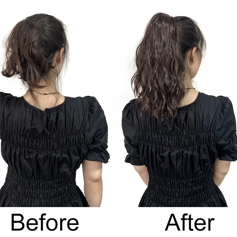 14-Inch (36 cm) Short Curly Clip-In Ponytail Hair Extension Synthetic Claw Clip Hairpiece for Women, Fluffy Blonde or Black