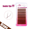 YY Shape Premade Volume Fan Faux Mink Lashes - Fox Eye Black/Brown, 8–15 mm (0.31–0.59 in), 12-Line, 2D/3D