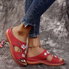 Embroidered Floral PU Wedge Sandals for Women – Slip-On Casual Summer Sandals