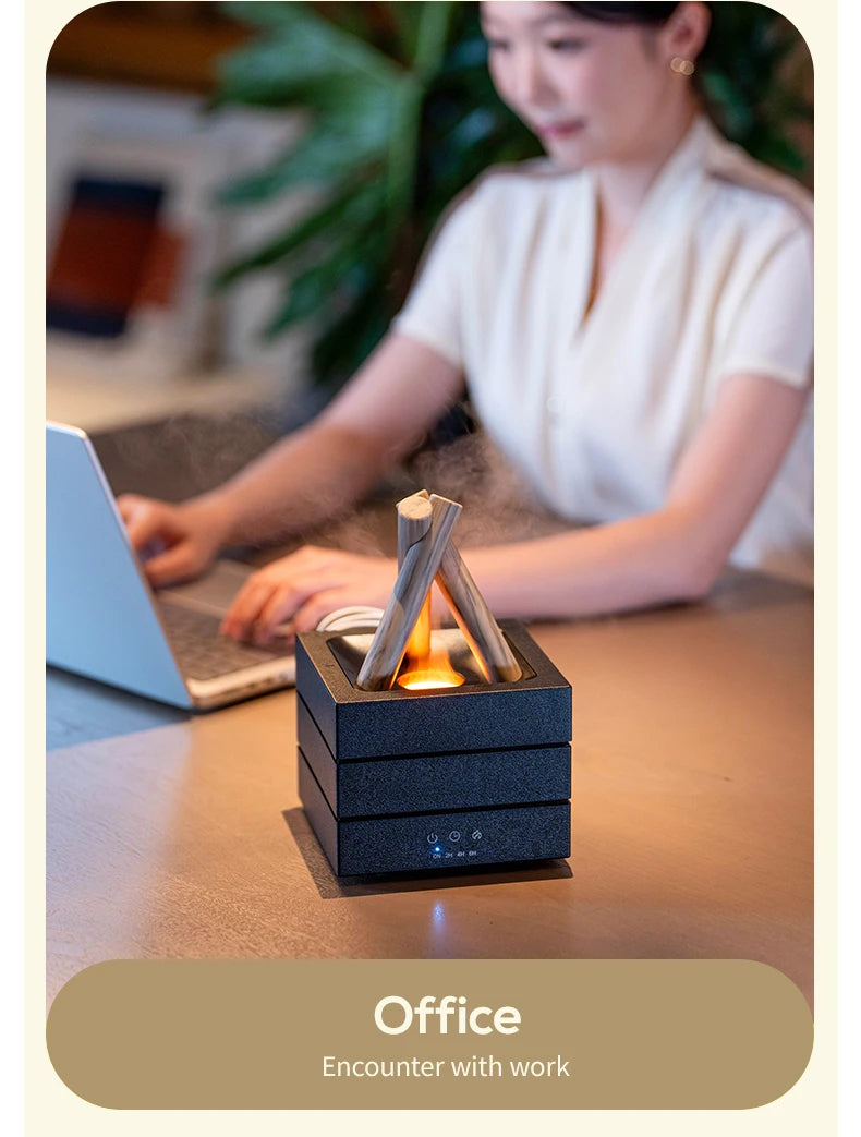 NEWSTYLE Simulated Flame Aroma Diffuser – Bonfire LED Ultrasonic Cool Mist Humidifier & Essential Oil Diffuser, 280ml (9.5 fl oz) with Remote