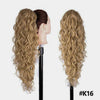 Long Ombre Blonde Synthetic Clip-In Braided Wavy Ponytail Hairpiece — Black to Brown Hair Extension