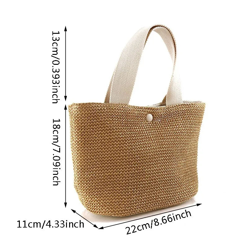 Handmade Bohemian Woven Straw Shoulder Bag – Rattan Bucket Crossbody Tote for Women Beach & Summer