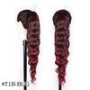 Long Ombre Blonde Synthetic Clip-In Braided Wavy Ponytail Hairpiece — Black to Brown Hair Extension