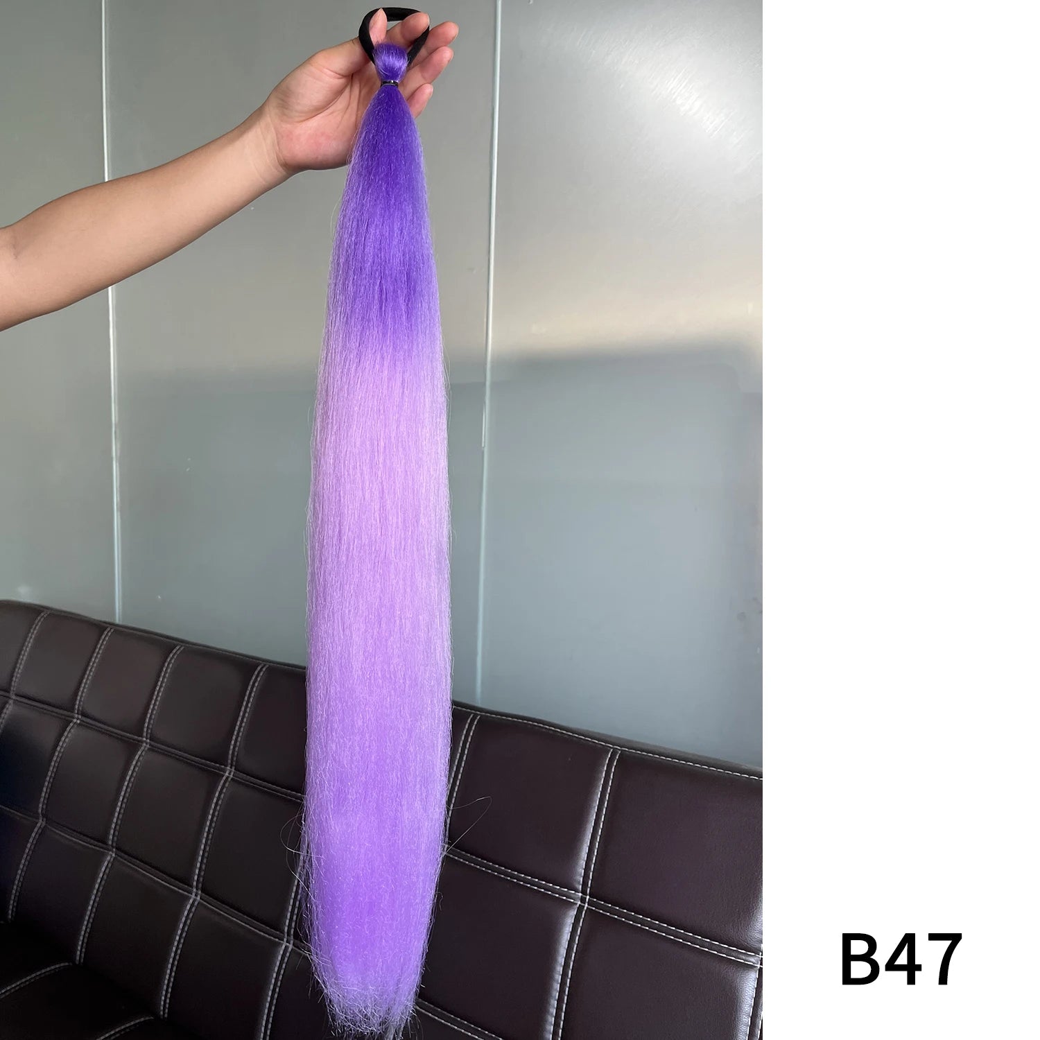 Purple Synthetic Ponytail Extension with Elastic Band – Long Straight Yaki Hairpiece for Braids & DIY Styles