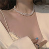 Pearl Bead Choker Necklace Gold Link Chain Ball Pendant - K-Pop Goth Collar for Women