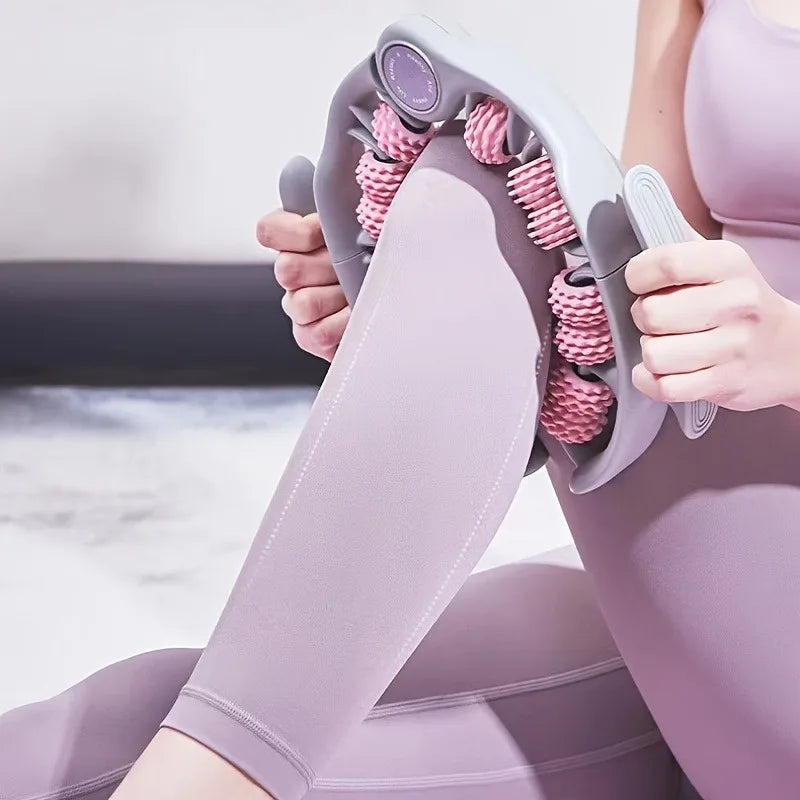 14-Wheel Yoga Fitness Roller with Leg Holders – Deep Tissue Muscle Massager & Mobility Trainer