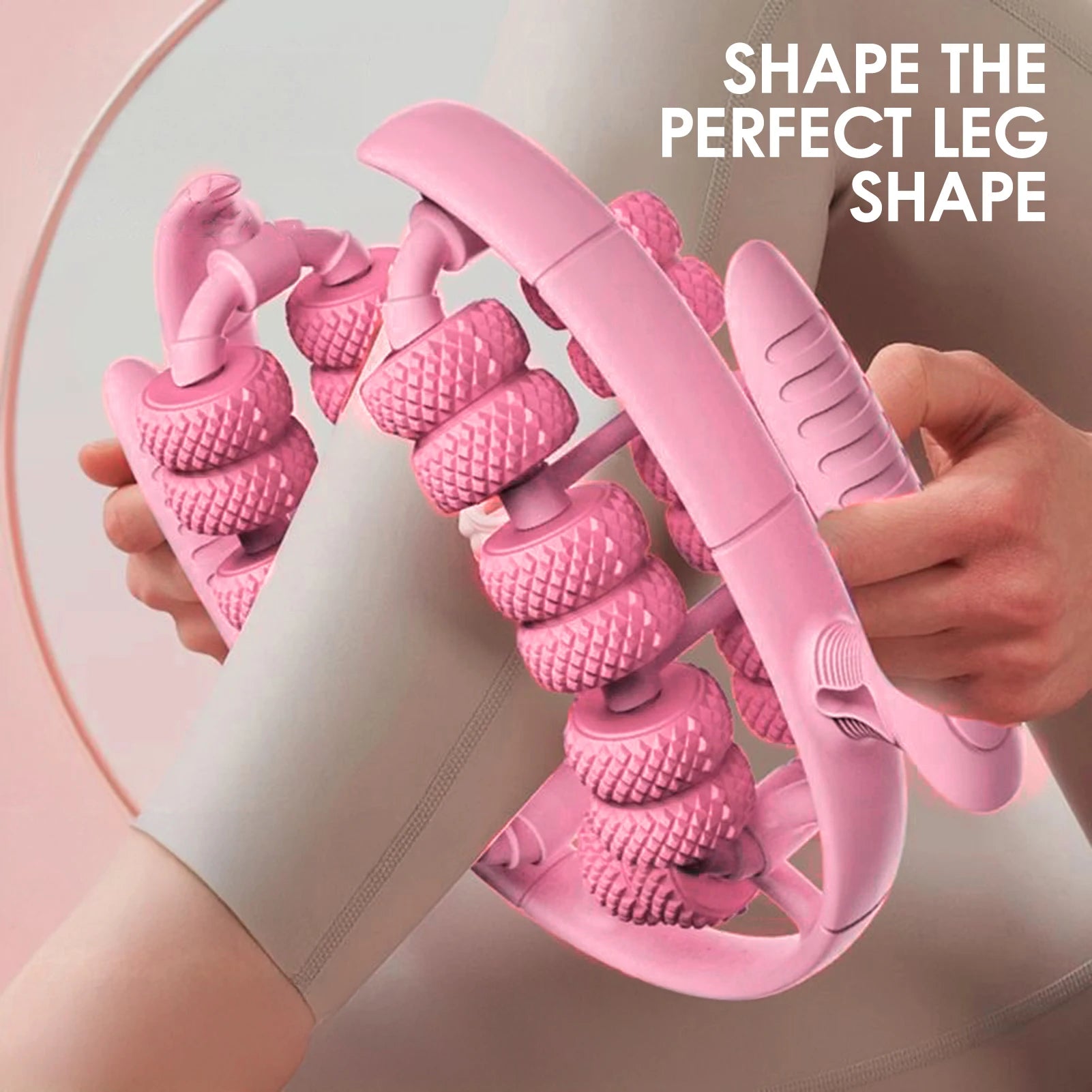 28-Roller Leg Massager Ring – Manual Thigh & Calf Massage Wheel for Muscle Relaxation, Anti-Cellulite Slimming, Portable Yoga Roller (23 x 28 cm / 9.1 x 11.0 in)