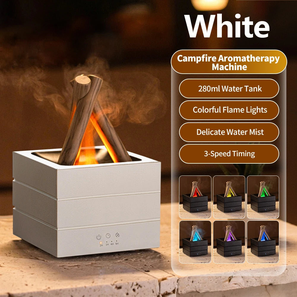 NEWSTYLE Simulated Flame Aroma Diffuser – Bonfire LED Ultrasonic Cool Mist Humidifier & Essential Oil Diffuser, 280ml (9.5 fl oz) with Remote