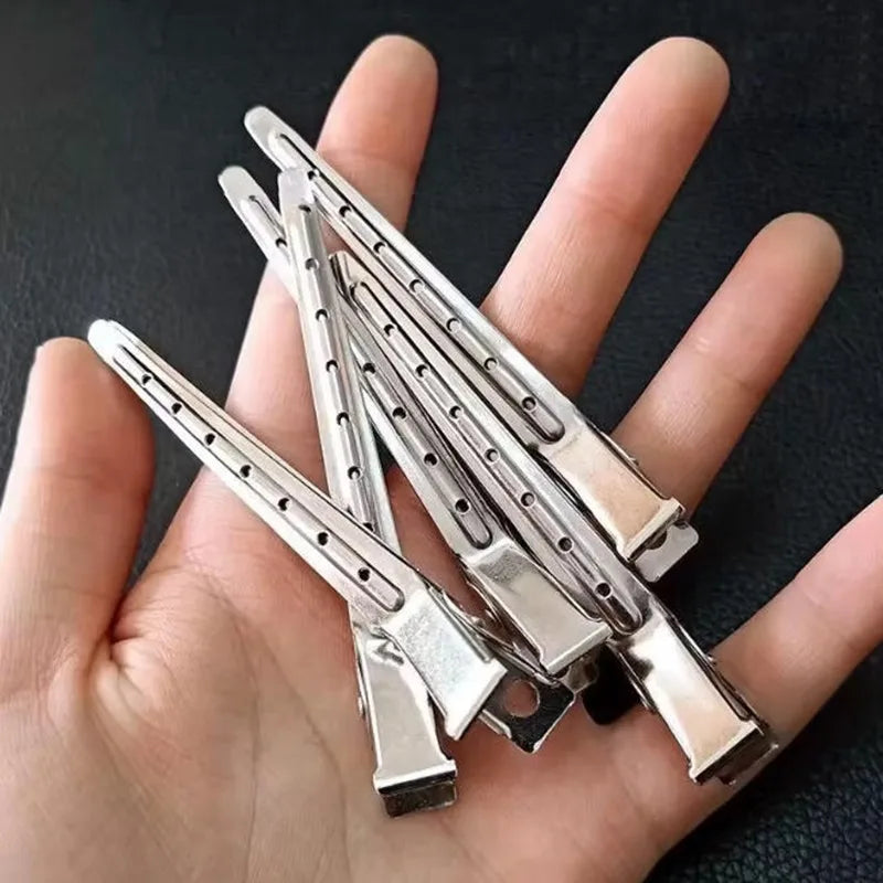 10-Pack No‑Bend Toothless Tip Hair Clips – Salon Non‑Crease Metal Hairpins for Styling & Makeup (Silver)