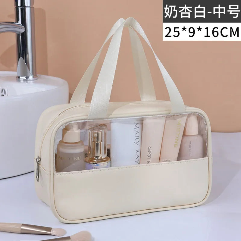 Waterproof Transparent PVC Makeup Bag - Large Travel Cosmetic Organizer with Zipper, 11.8in (30cm)