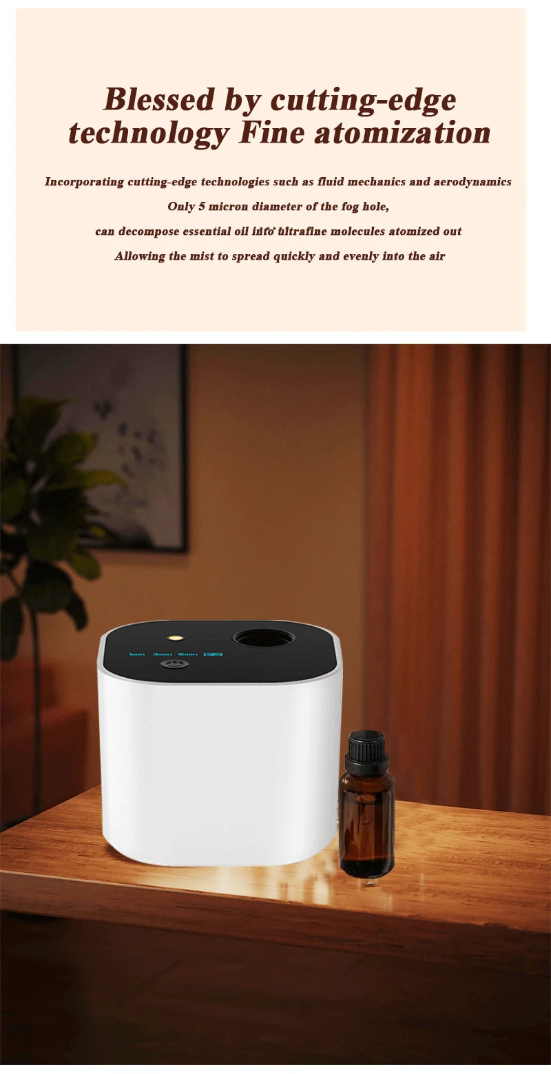 Rechargeable USB Portable Waterless Aroma Diffuser Nebulizer – 10ml Pure Essential Oil Scent for Home & Office