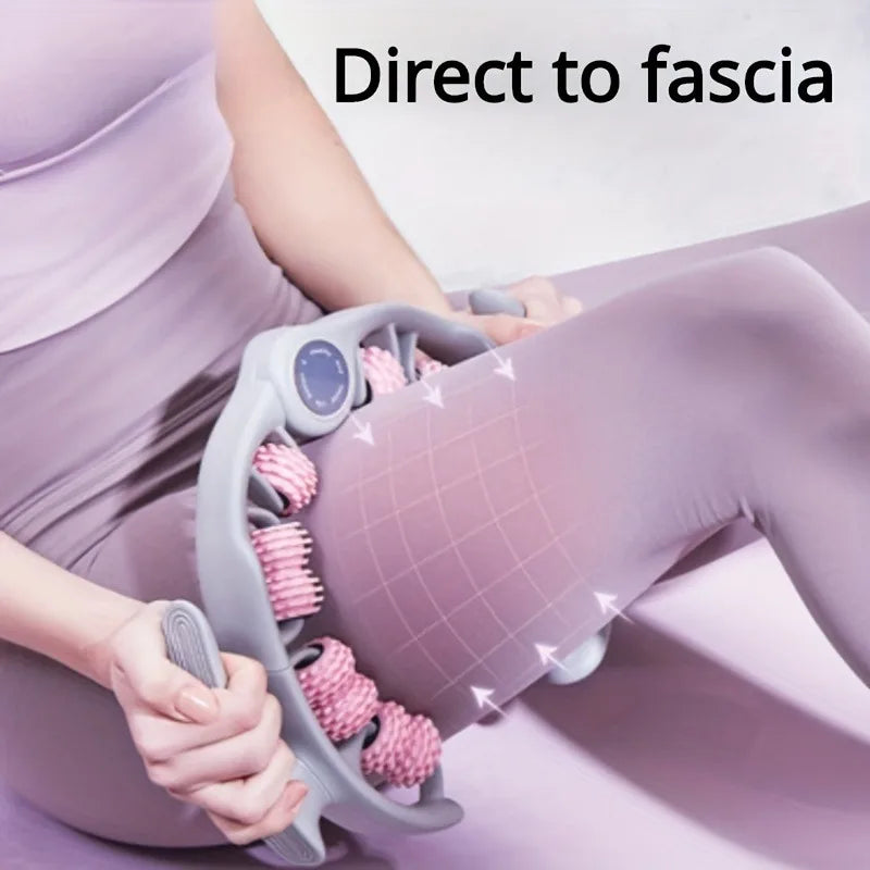 14-Wheel Yoga Fitness Roller with Leg Holders – Deep Tissue Muscle Massager & Mobility Trainer