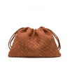 Large Capacity Woven Bucket Crossbody Shoulder Bag for Women PU Leather Messenger