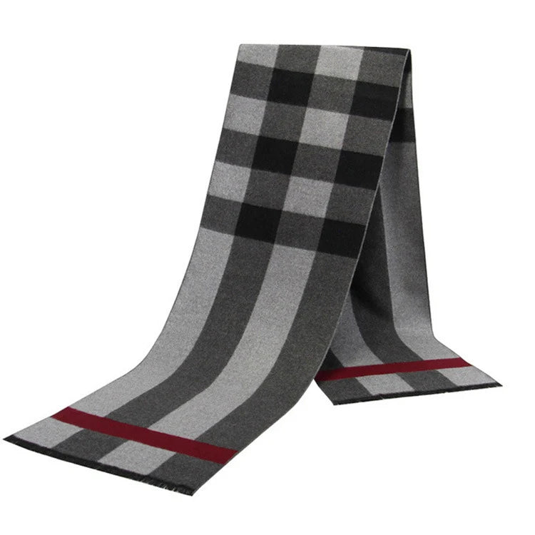 Men's Cashmere-Feel Scarf 180 x 31 cm (71 x 12 in) Plaid Stripe Pashmina Shawl Warm Winter