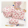 Quilted Cotton Makeup Bag – Zipper Cosmetic Organizer Box-Shaped Toiletry Case for Women & Girls