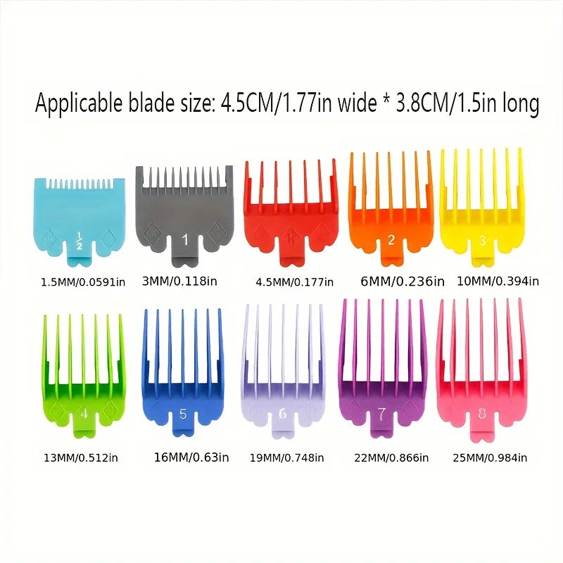 10-Pack Black Hair Clipper Guide Combs – Universal Trimmer Attachments for Barber & Home Salon