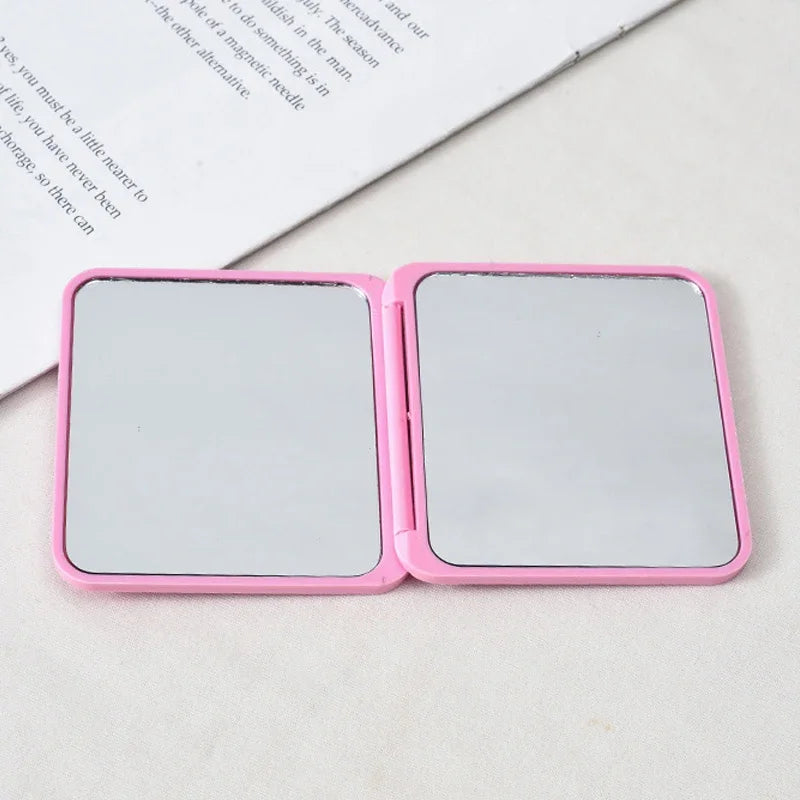 Double-Sided Mini Pocket Makeup Mirror Portable Compact Hand Mirror for Women & Girls Cute Square Design Multiple Colors