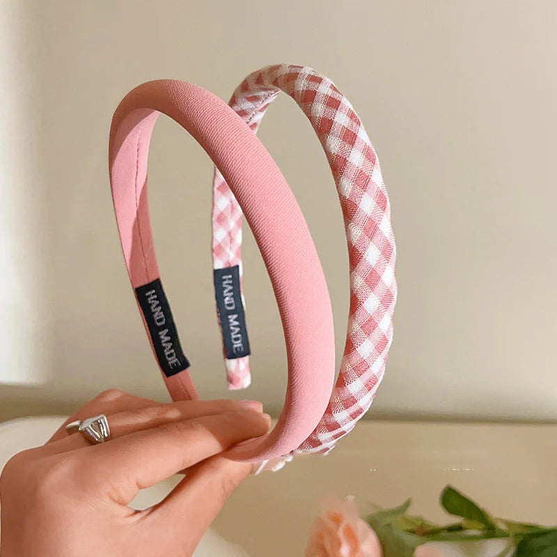 1/2/3-Pack Women's Solid & Plaid Fabric Headbands – Spring Summer Sweet Princess Head Hoops