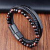 Braided Leather Rope Bracelet with Stainless Steel Magnetic Clasp, Unisex Charm Bangle — 21 cm (8.3 in)