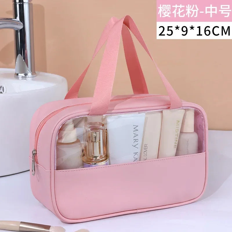 Waterproof Transparent PVC Makeup Bag - Large Travel Cosmetic Organizer with Zipper, 11.8in (30cm)