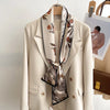 Women's Silk-Feel Printed Long Narrow Scarf 12 x 148 cm (4.7 x 58.3 in) - 50+ Colors | Headband & Shawl