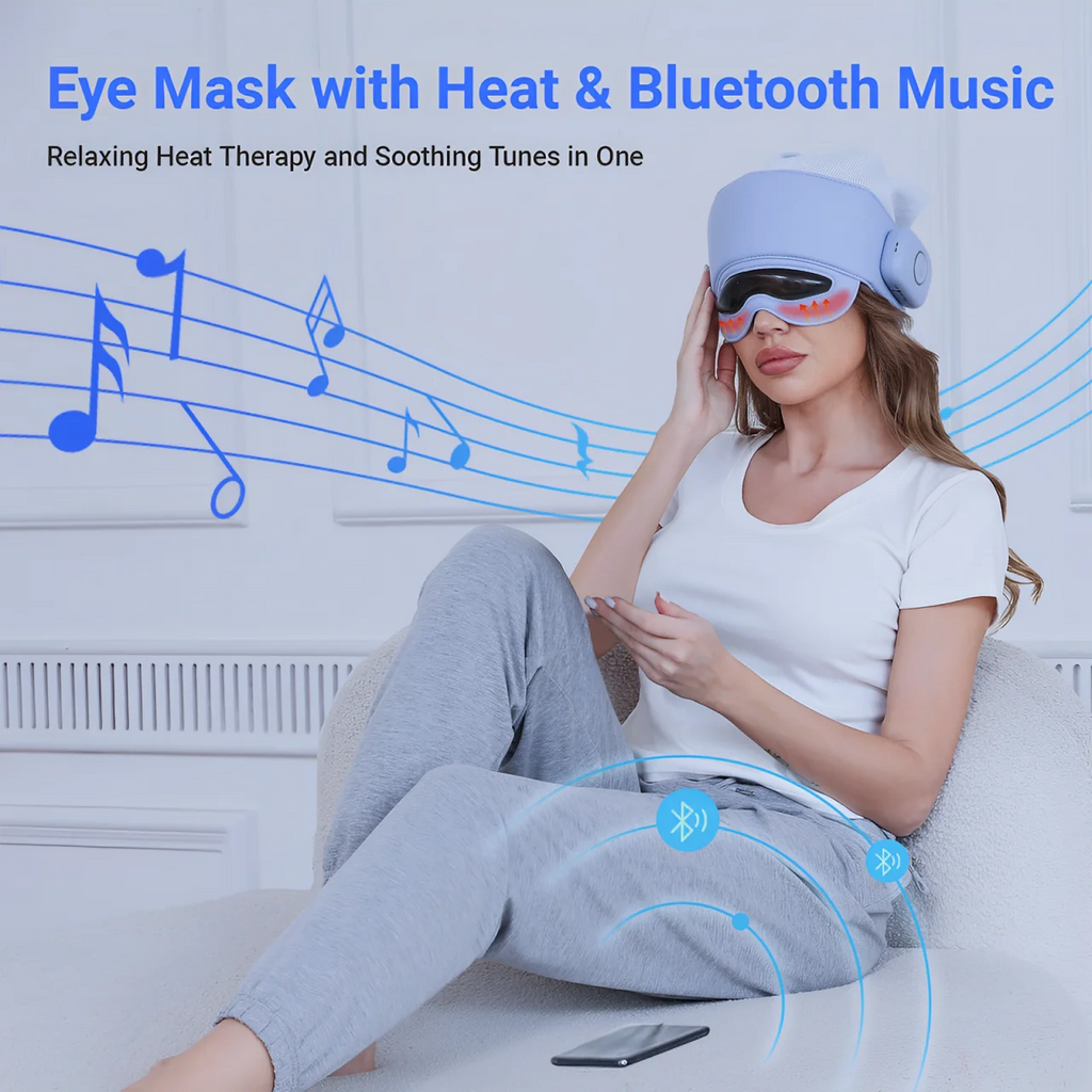 HIMOUTA Wireless Head & Eye Massager with Heat and Bluetooth for Stress and Fatigue Relief