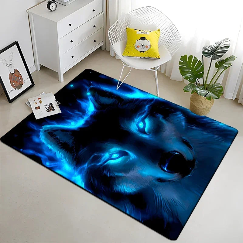 Wolf & Moon Area Rug – Scenic Wolf Moon Pattern Non-Slip Carpet for Living Room & Bedroom, Soft Large Area Rug (23×35–70×102 in | 60×90–180×260 cm)