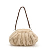 Moods Boutique Pleated Faux Fur Hobo Shoulder Bag for Women - Soft Plush Winter Purse
