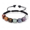 7 Chakra Natural Stone Bracelet, Black Braided Rope, Reiki Healing Yoga Meditation Unisex 17.4 cm (6.85 in)