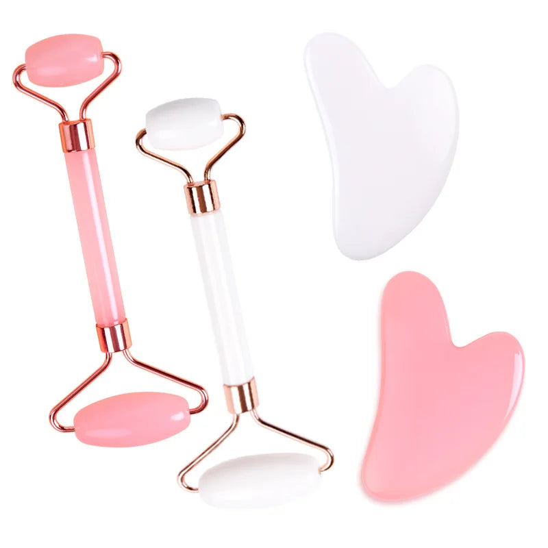 Natural Resin Gua Sha and Facial Roller - Massager for Face, Neck & Eyes