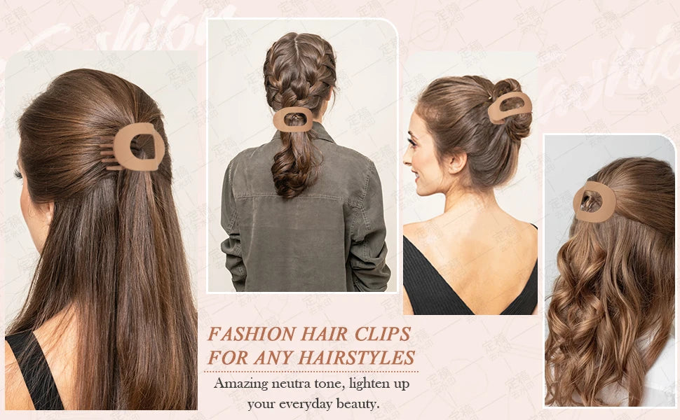 Leopard Oval Flat Hair Clips for Women — Large Round Flat Claw French Hair Clips, Trendy Hair Accessories