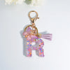Sequin Letter Keychain with Tassel & Butterfly Charm – Initial A-Z Resin Keyring for Women, Bag & Car (55mm / 2.2 in)