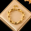 316L Stainless Steel Twisted Bangle Bracelet for Women - 18K Gold Plated Waterproof Wrist Chain Gift