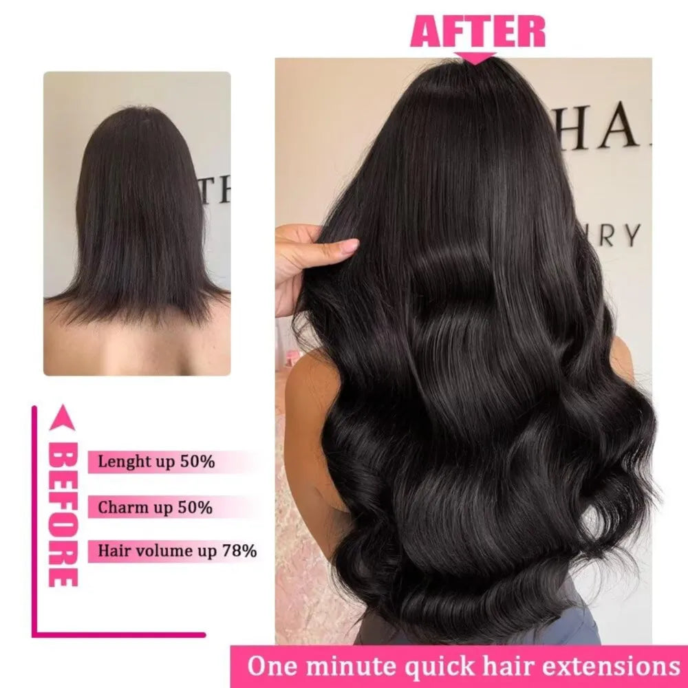 Seamless Clip-In Human Hair Extensions 8-Piece 120g Brazilian Remy Straight 16-26 in (41-66 cm)