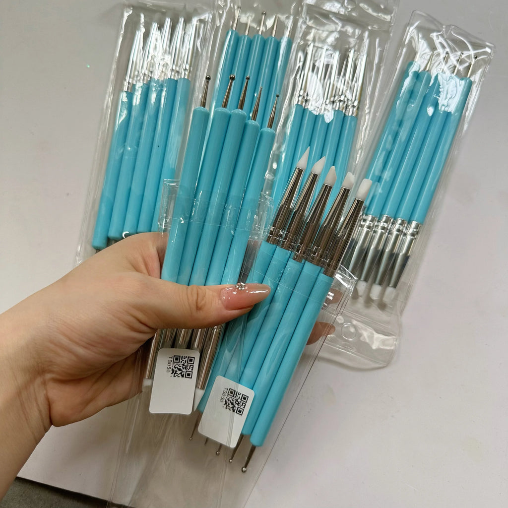 5-Pack Double-Ended Silicone Dotting Tools – Nail Art, Clay Sculpting & Cake Decorating Pens