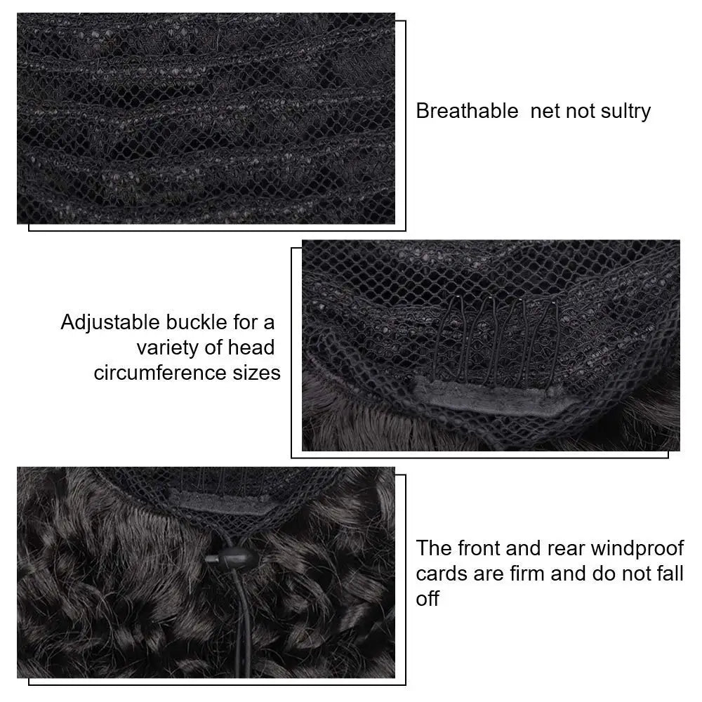 Drawstring Kinky Curly Ponytail Extension 10 inch (25 cm) - Short Afro Synthetic High-Temperature Fiber, 1-Piece