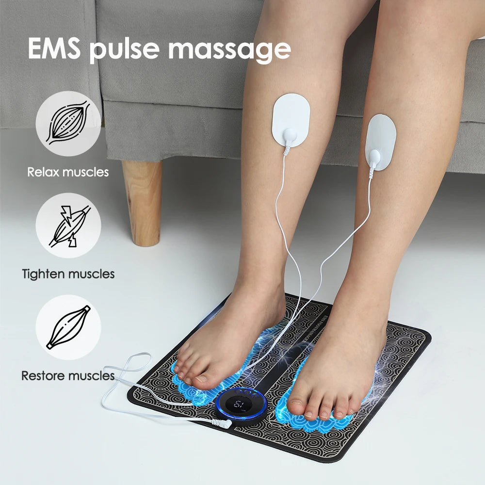 EMS Foot Massager Pad Electric Pulse Sole Massager for Sore Feet & Leg Cramps Improve Blood Circulation