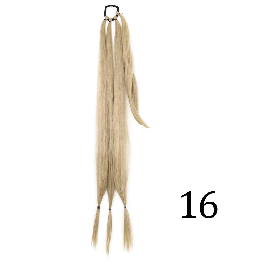 DIY Heat-Resistant Synthetic Boxing Braid Ponytail Extension - Silky Straight 160g (Black/Brown)