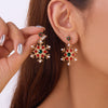 Snowflake Crystal Zircon Pearl Drop Stud Earrings for Women – Christmas New Year Party Gift