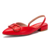 Women's Black Pointed Flat Loafers Ankle-Wrap Office Sandals