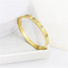 Gold Zircon Cross Nail Bracelet Bangle – Stainless Steel Screw Accent, Unisex Fashion Jewelry