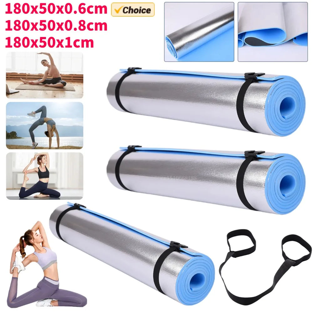 Waterproof Thick EVA Yoga Mat with Aluminum Film - 70.9 x 19.7 x 0.24 in (1800 x 500 x 6 mm) Portable Non-Slip Exercise & Camping Pad