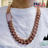 Rose Gold Cuban Miami Link Necklace 14–22mm (0.55–0.87 in) Stainless Steel Iced-Out CZ Box Clasp Unisex Hip Hop