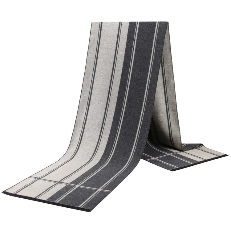 Men's Cashmere-Feel Scarf 180 x 31 cm (71 x 12 in) Plaid Stripe Pashmina Shawl Warm Winter